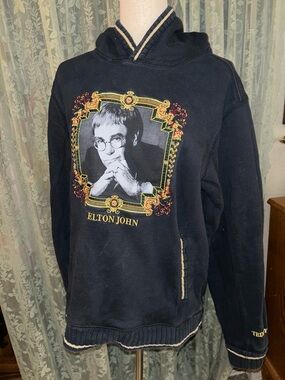 Teddy Fresh x Elton John Black Graphic Embroidered Oversized Hoodie